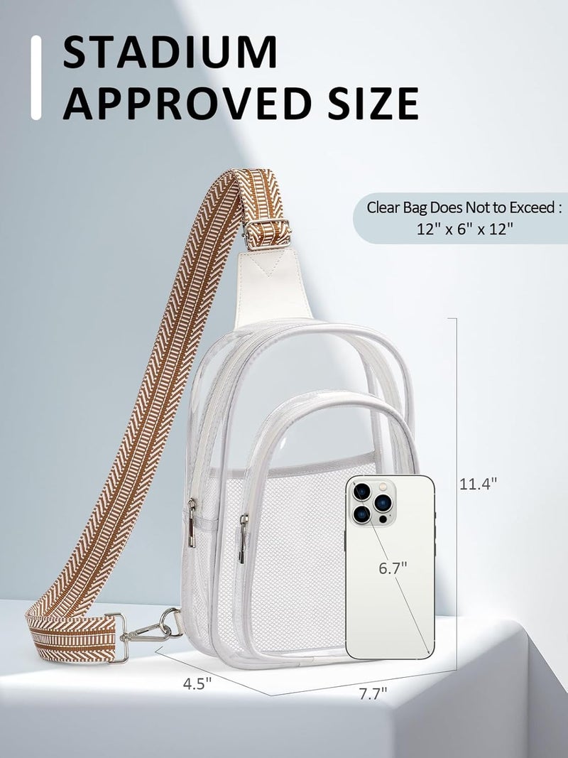 Flowston Store 3 Pockets Clear Bag for Stadium Events Large Clear Sling Crossbody Backpack Fanny Pack Concert Purses for Women Men - Image 3